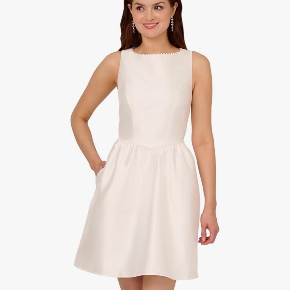 *NWT!* Adrianna Papell Keyhole Mikado Dress with Pearl Beading